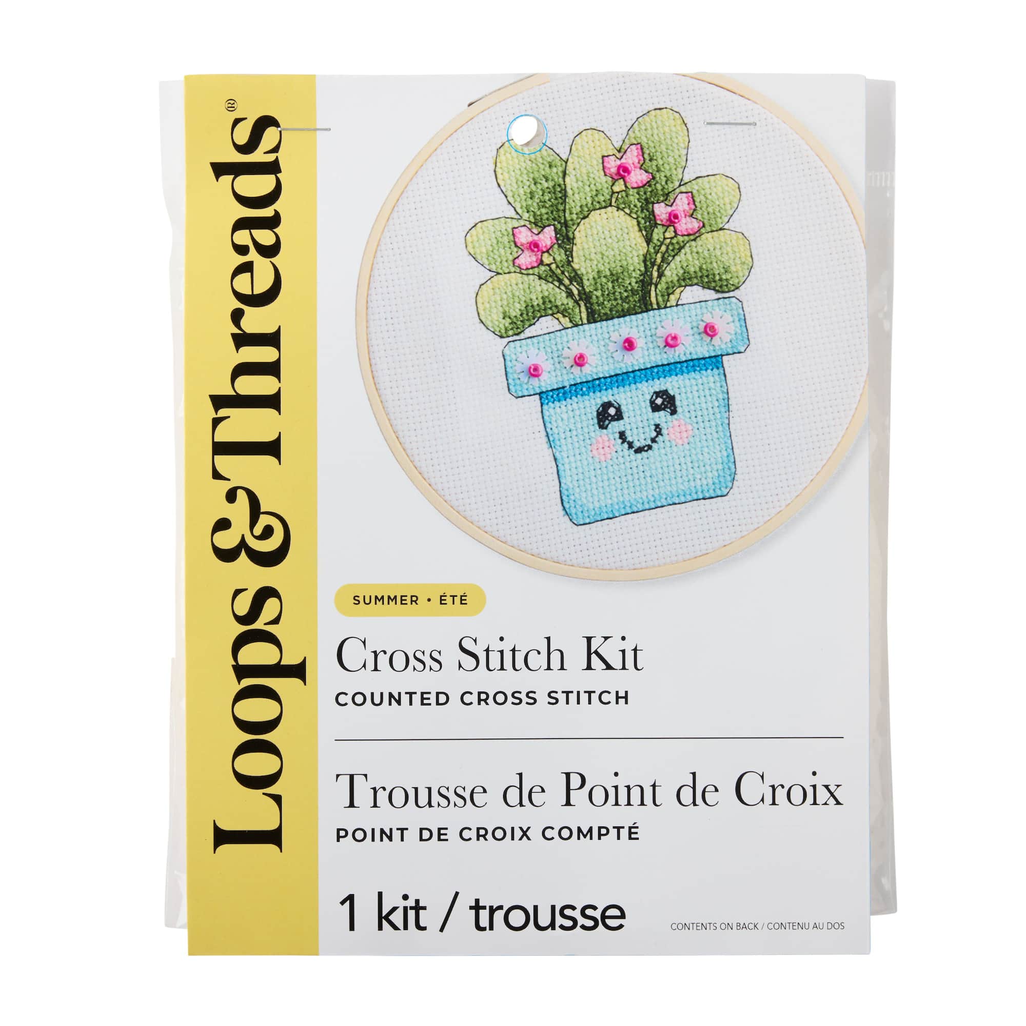Summer Kawaii Potted Plant Counted Cross Stitch Kit by Loops & Threads®